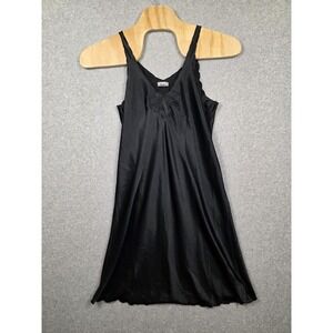 Lindsey‎ Blake Nightgown Womens Large Black Satin Slip Chemise Lingerie Dress
